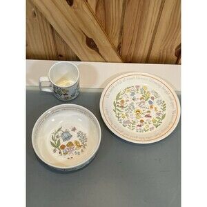 Lenox GENTLE FRIENDS 3 Piece Childs' Dinnerware Set Plate, Bowl & Cup